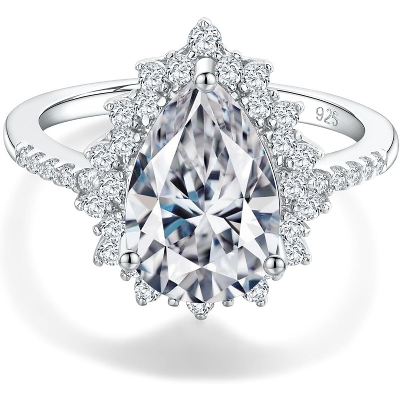 Women's 925 Sterling Silver Teardrop Engagement Birthstone Ring